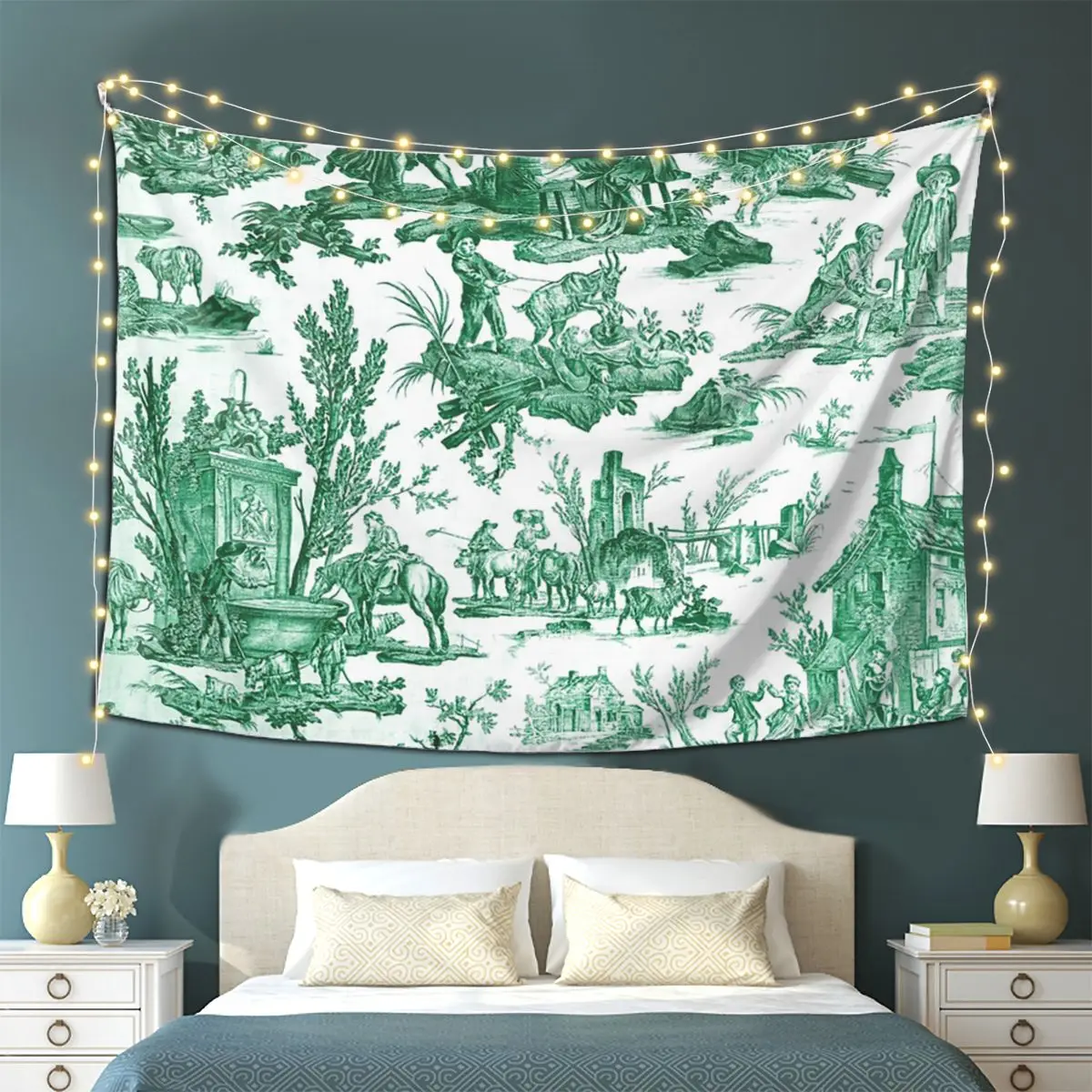 

Vintage French Toile De Jouy Motif Tapestry Wall Hanging Aesthetic Home Decor Tapestries for Living Room Bedroom