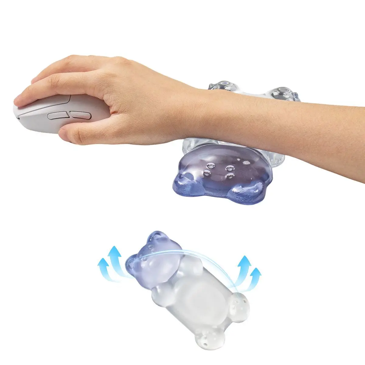 Cute Bear Shape Wrist Rest Transparent Gel Mouse Wrist Pad  Rest Support Cushion for Gaming Office Keyboard Mouse Pain Relief