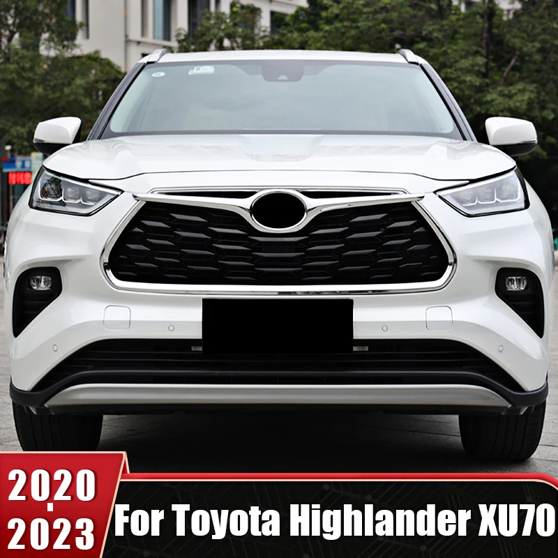 

For Toyota Highlander Kluger XU70 2020-2022 2023 Car Front Bumper Decoration Cover Styling Grille Trim Strips Grill protector