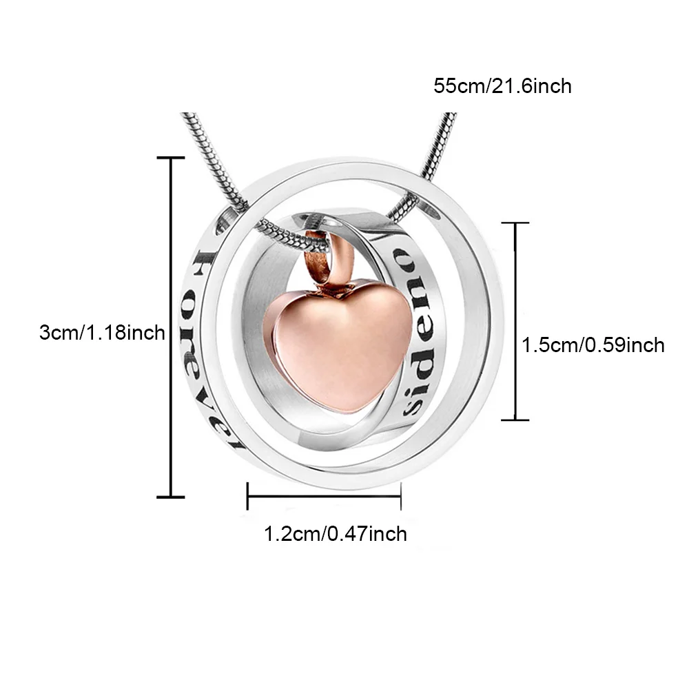 حلقة مزدوجة جرة الحرق رماد قلادة لا أطول من جانبي ، إلى الأبد في قلبي منحوتة المنجد قلادة تذكارية مقاومة للماء #2