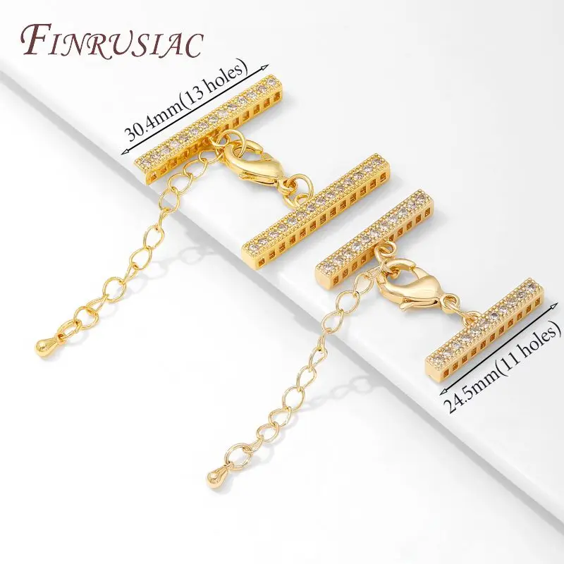 2 Sizes 18K Gold Plated Lobster Clasp with Extension Chain Connector For Jewelry Making,DIY Multi-row Pearl Necklace Accessories