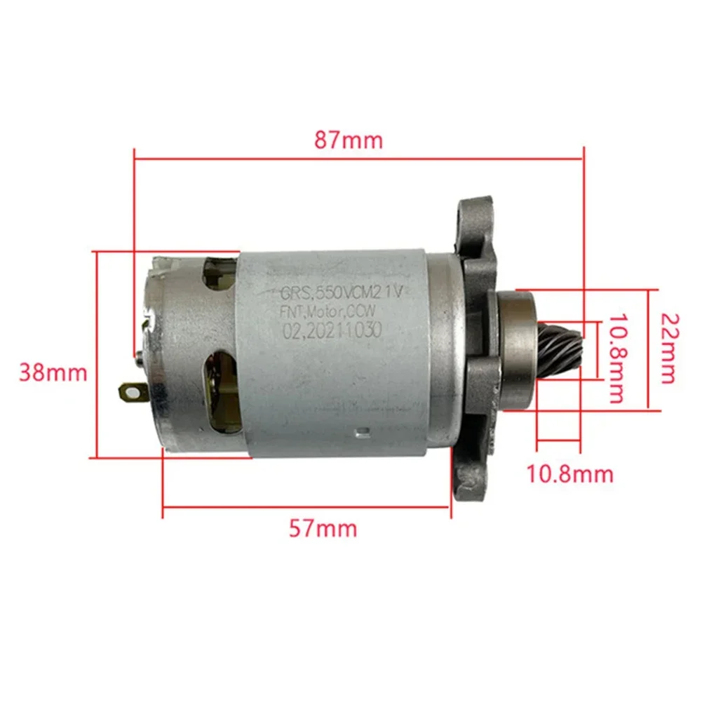 1pc RS550 DC Micro Motor DC 21V 27000RPM 8 Tooth High-speed High Torque DC Motor For Electric Drill Screwdriver Machine Tools NE