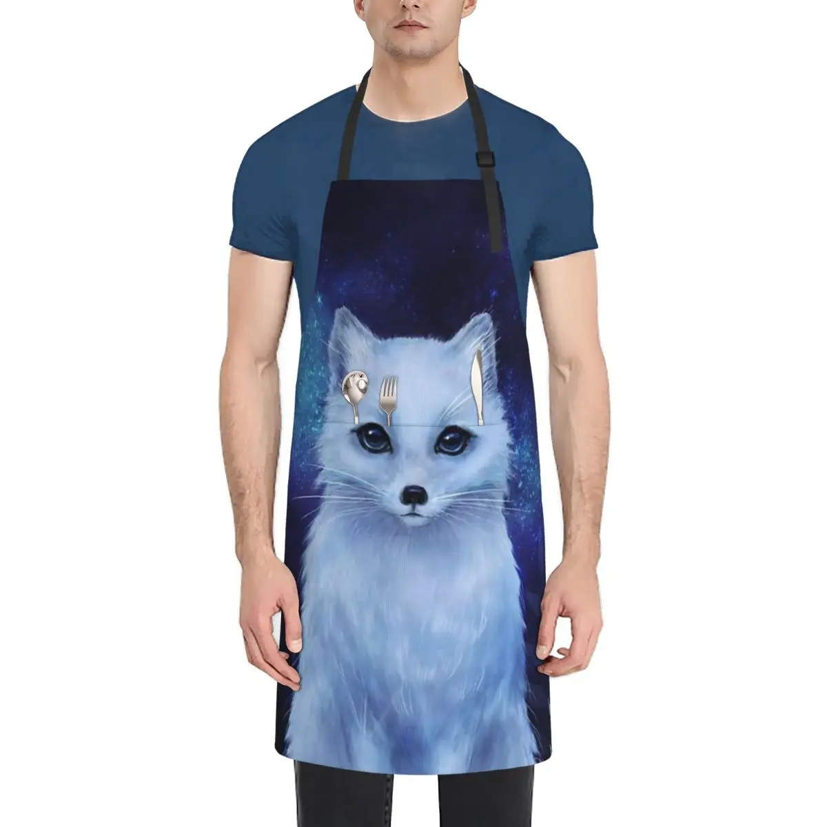 

Winter Fox Waterproof Kitchen Apron For Women/Men With Pockets Work Restaurant Shop Waiter Work Uniform