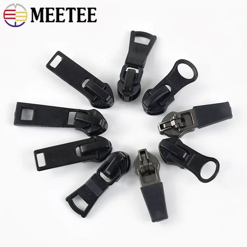 10Pcs Meetee 5# Zipper Silder for Nylon Zips Reverse Invisible Waterproof Tent Garment Zip Head Repair Kits Sewing Accessories