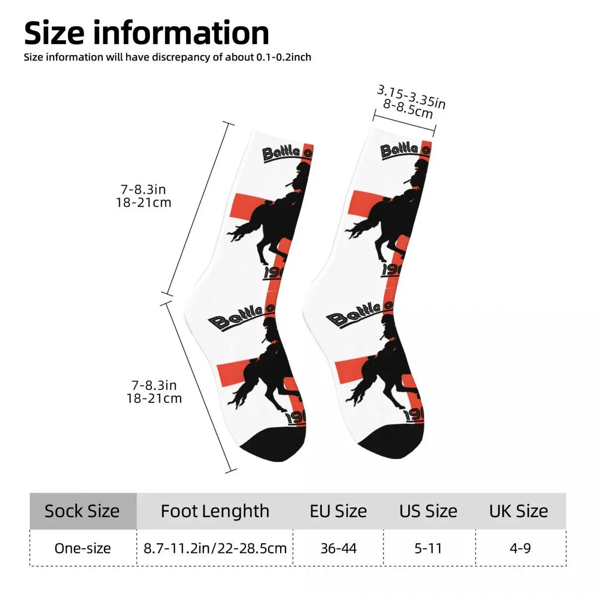 Funny Crazy Sock for Men Battle Of Boyne Harajuku King William Pattern Printed Crew Sock