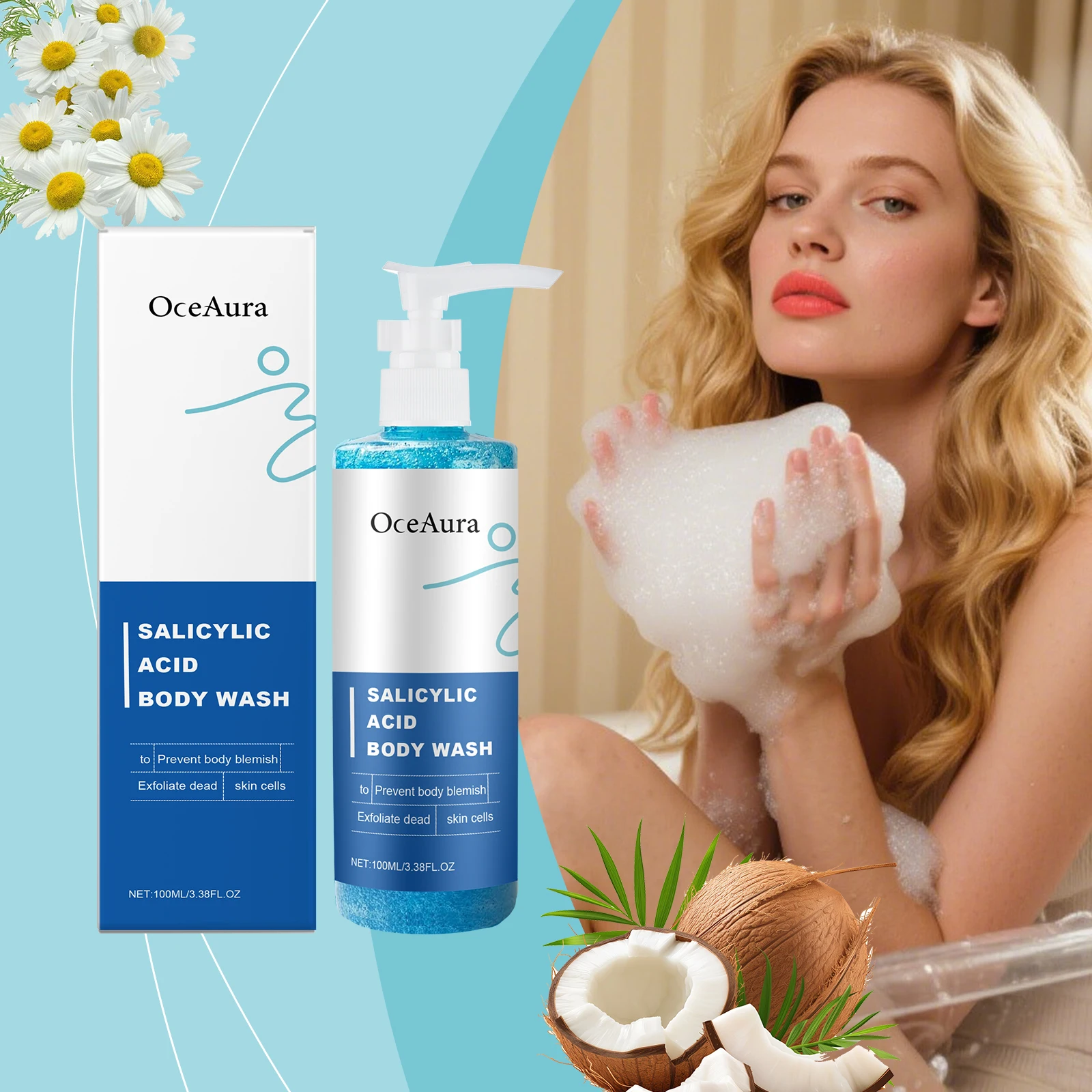 

Отшелушивающий гель для душа с салициловой кислотой, длительный увлажняющий, гладкий, удаляет грязь кожи, нежная пена, очищающий для тела, продукт для ванны, 100 мл, питает