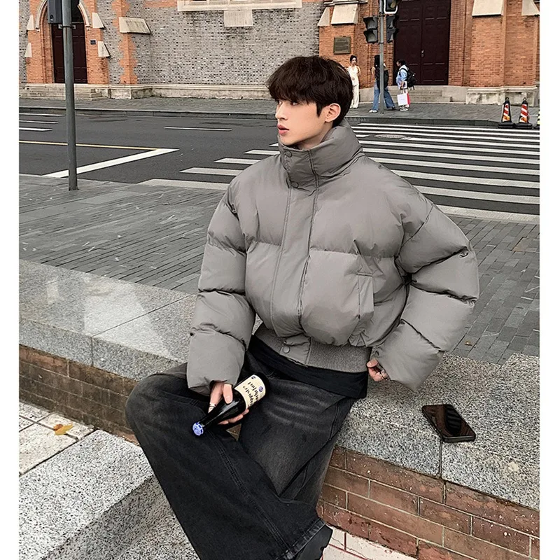 Short Stand-collar Padded Jacket Autumn Winter Loose Versatile Trendy Men's Jacket Korean Style High-end Personalized Parkas