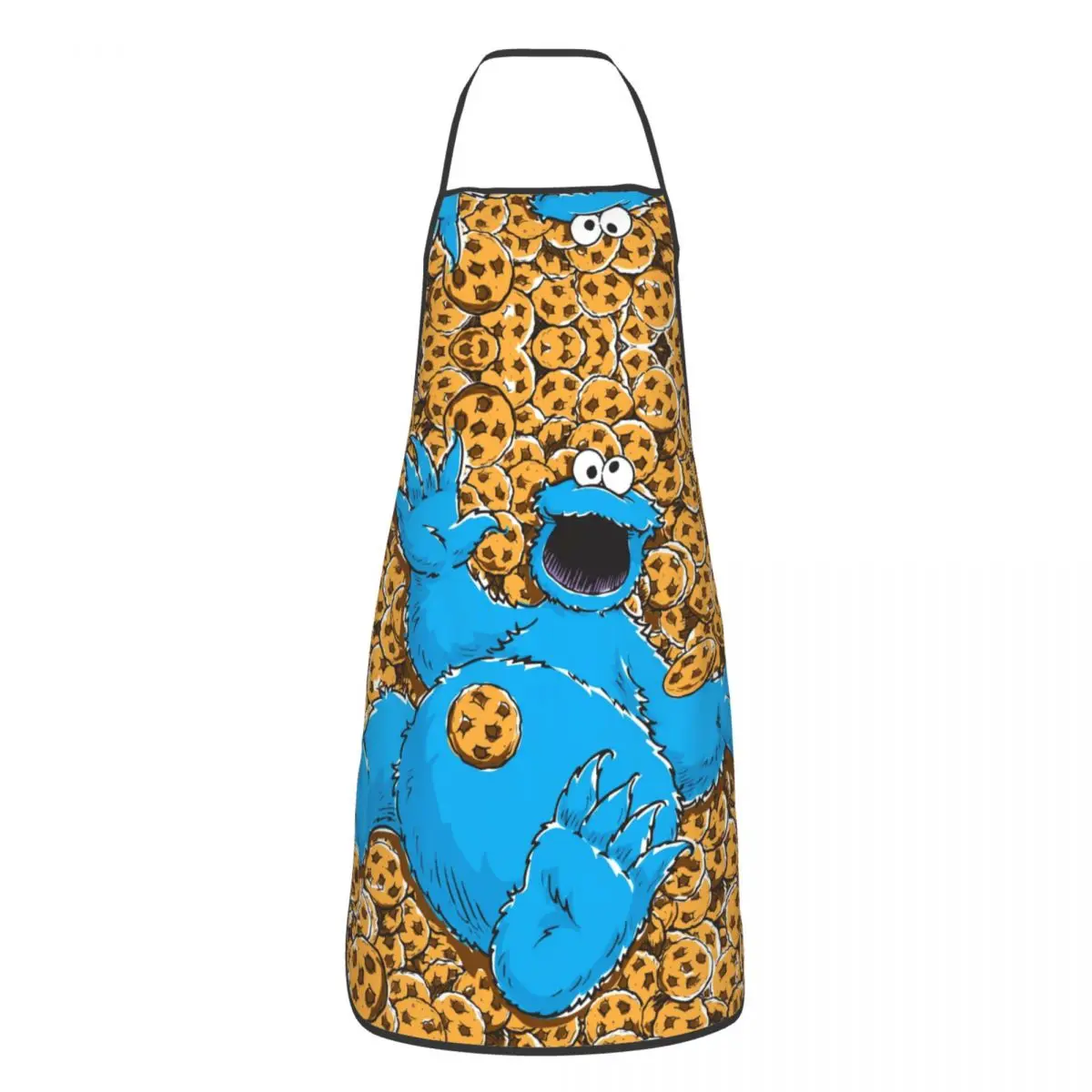 Cookie Monster Apron Chef Cooking Cuisine Tablier Sleeveless Bib Kitchen Cleaning Pinafore for Women Men Painting