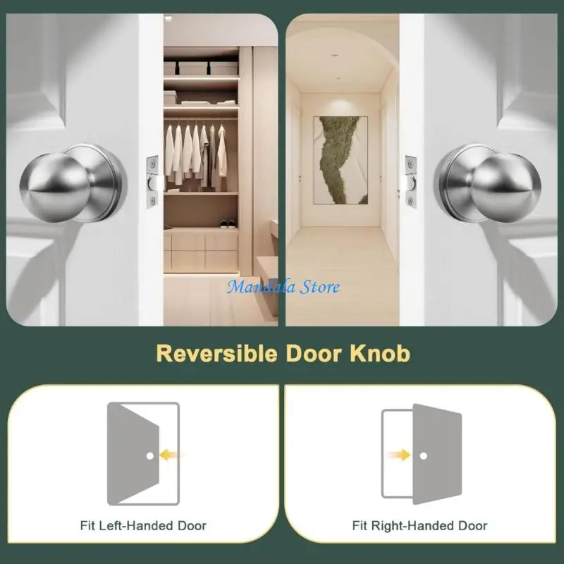 U2JC Tool Release Install Passage Knob Not Locking Function Strong Construction Interior Door Accessory
