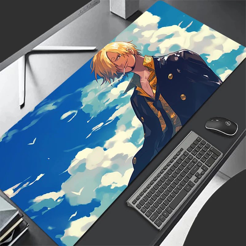 Mauspad, einteilig, Sanji Notebook Edge, weißes Gamer-Tastaturpad, rutschfestes Gummi, Computerteppich, Schreibtischunterlage, Gamer-Schrank, Mauspad