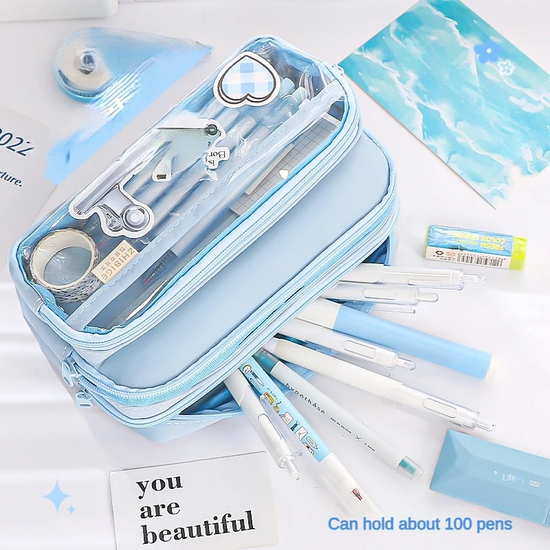 Exquisite Transparent Pencil Case Student Large Capacity Multifunctional Convenient Stationery Storage Bag