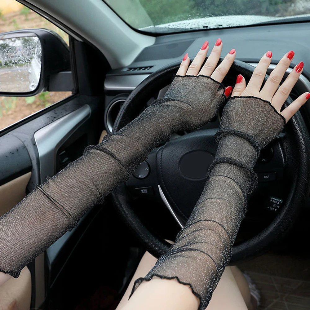 2Pcs Mesh Lace Arm Sleeves Sun UV Protection Arm Warmer Sports Hand Cover Women Cycling Driving Cooling Long Arm guard Sleeve