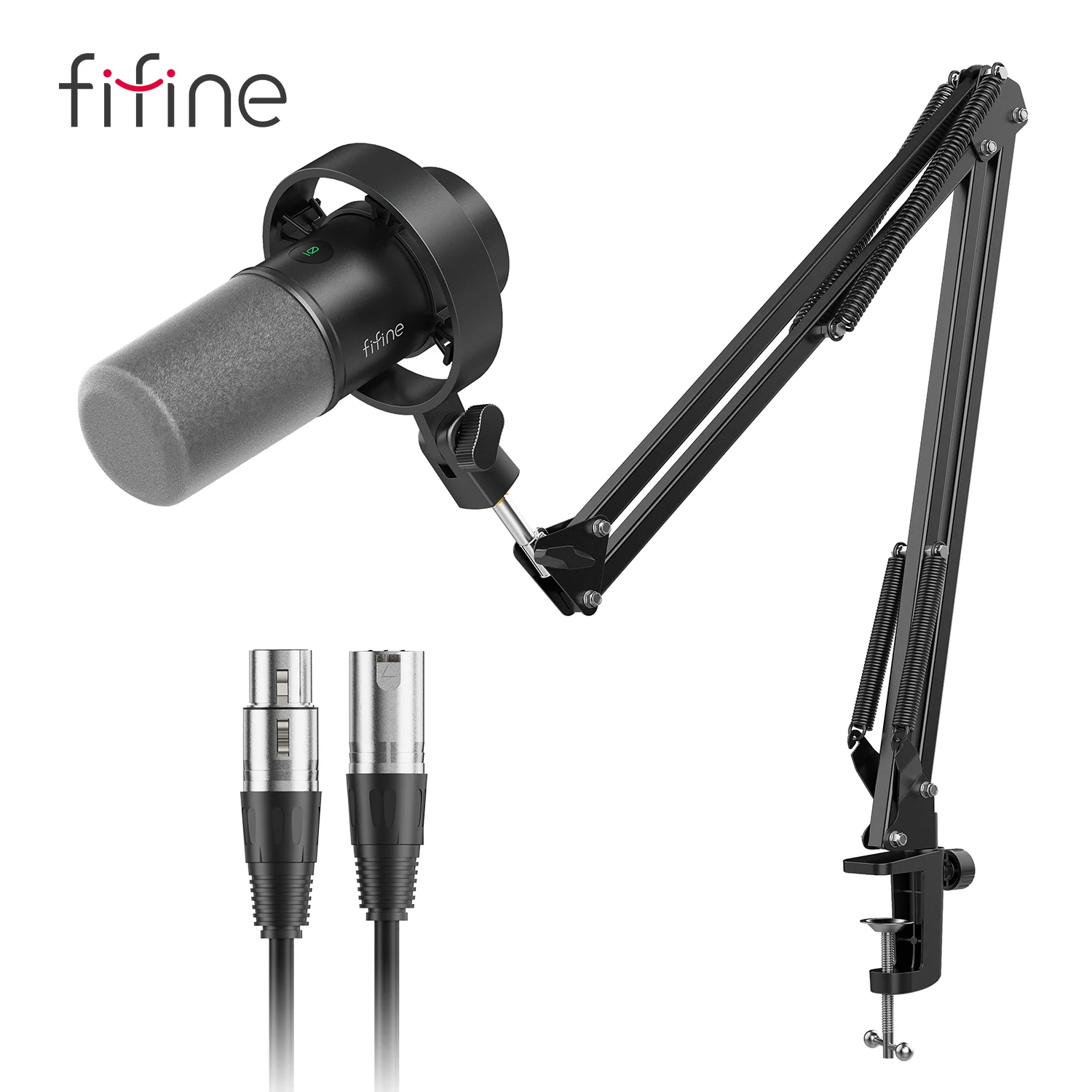 FIFINE Podcast Microphone Audio Mixer Headset Kit with Boom Arm for PC,Recording Studio Microphone for Youtube-K688/H8/Ampli1