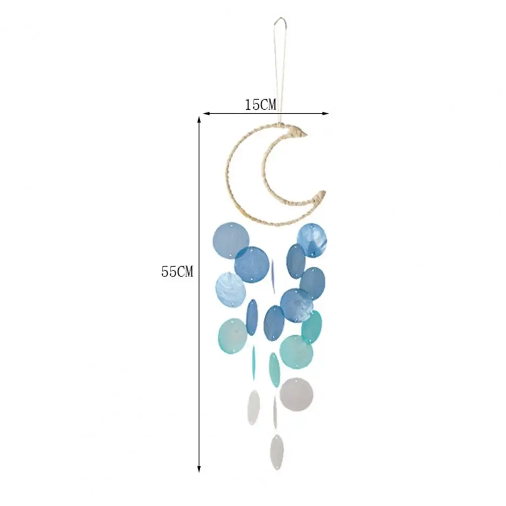 Lightweight  Beautiful Hanging Shell Moon Wind Chimes Bright-colored Hanging Wind Chime Eye-catching   Home Decor