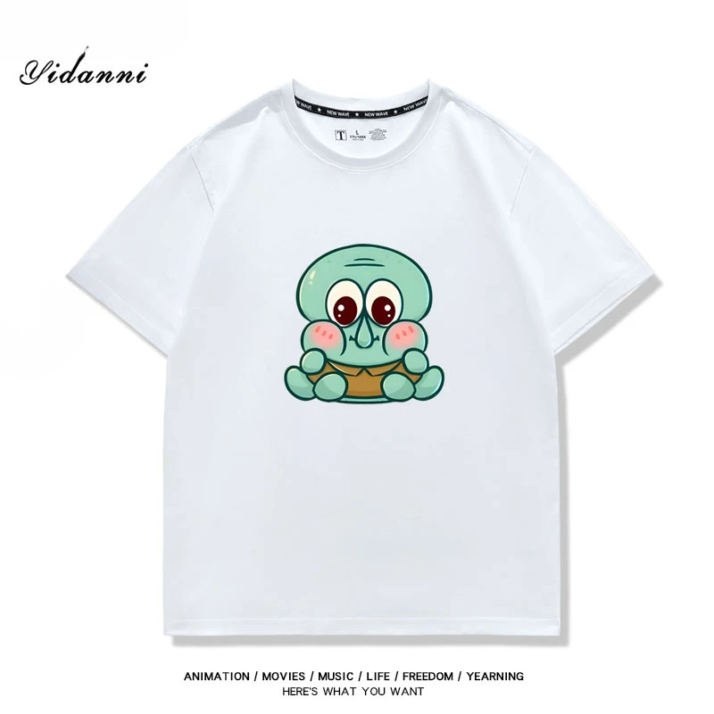 Spongebob Pie Big Star Squidward Krabs cartoon Q version couples wear a short-sleeved T-shirt summer 100% cotton summer dress