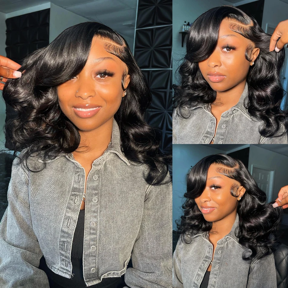 Body Wave Short Bob 13x6 HD Lace Front Human Hair wigs 250% Brazilian Remy Loose Water Wavy 13x4 Lace Fronta Wig For Black Women