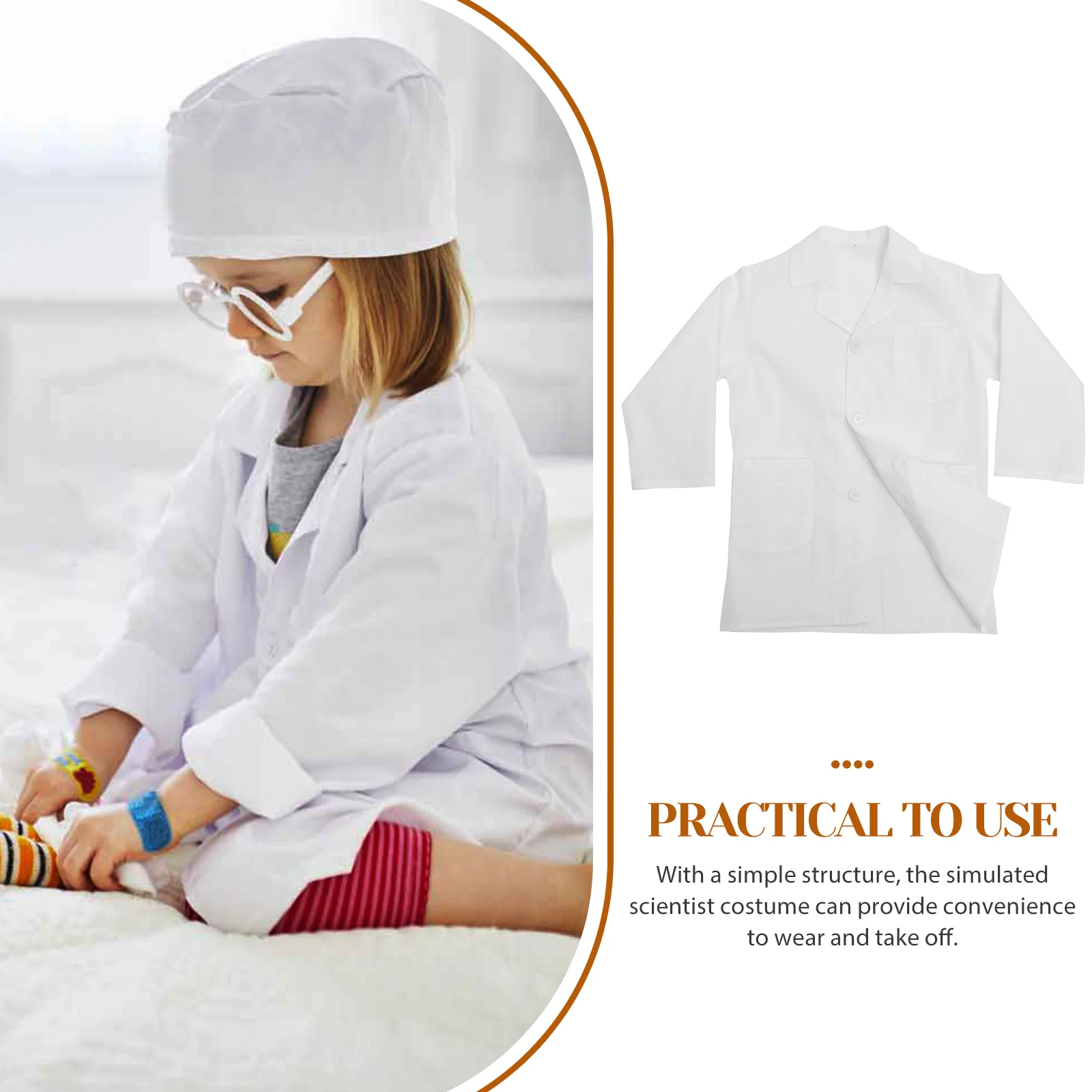 Kids Science Lab Costume White Long-sleeved Coat Scientist Doctor cosplay costume Kindergarten Lab Coat child experiment clothes