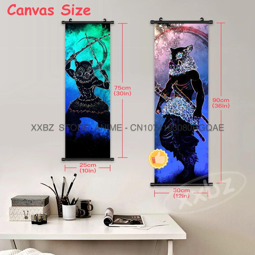Dämon Slayer Schriftrollen Bilder Anime Leinwand Poster Kamado Nezuko Wand Kunst Hängen Malerei Kochou Shinobu Wohnkultur Wohnzimmer – Detail 5
