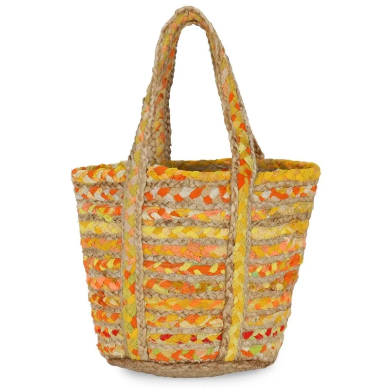 

Indian Jute Cotton Hand Bag Braided Woven Handbag Wide Space Storage Tote Bags Cosmetic Bag