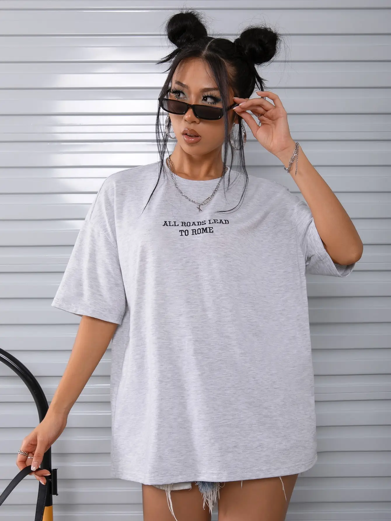 All Roads Lead To Rome Letter Printed T Shirt Women Loose Oversize Short Sleeve Summer 100% Cotton Breathable Tshirt O-Neck Tops