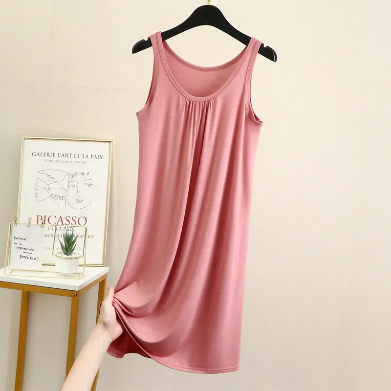 

3XL-6XL Women's Nightwear Dress Sleeveless Vest Nightdress Thin Summer Sleepwear Modal Comfortable Home Wear Nightgowns