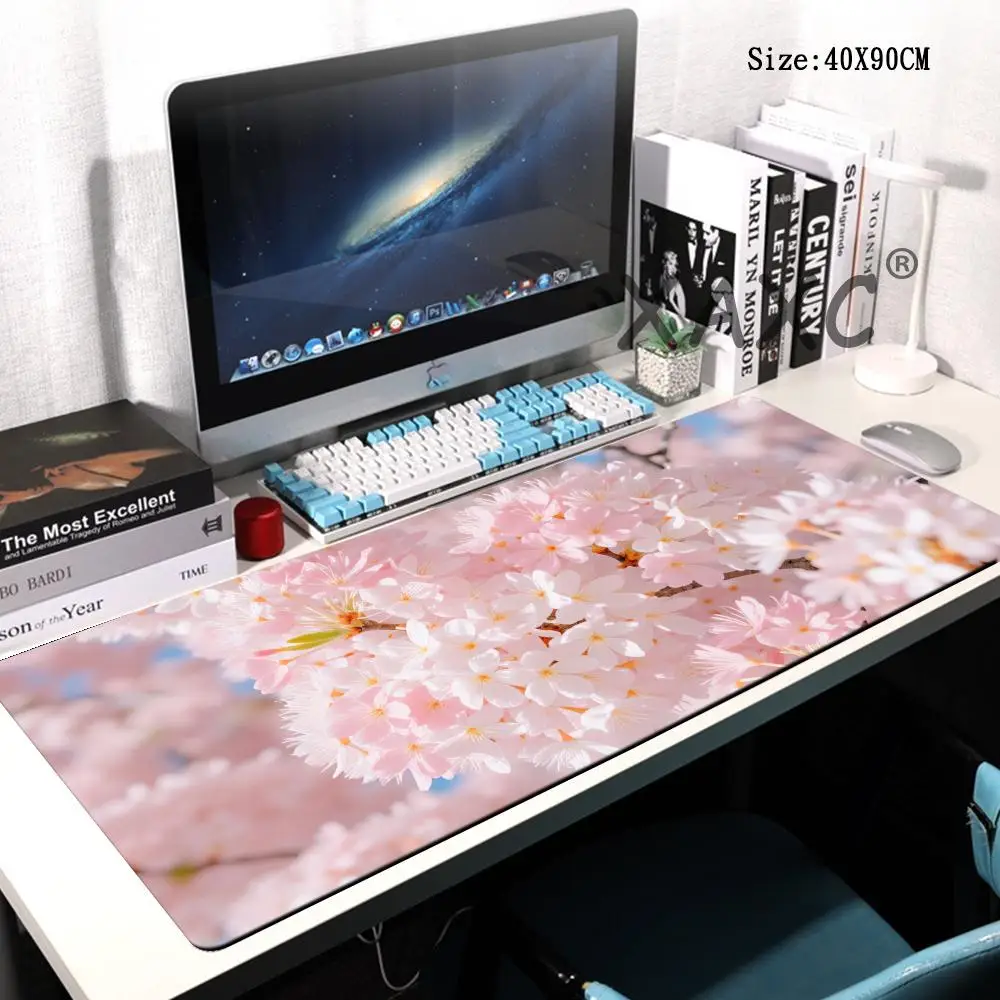 

HYBXAXC Pink Cherry Blossom Large Gaming Mouse Pad, Extended Desk Mat for Keyboard, Waterproof Cute Flower Mousepad for Office