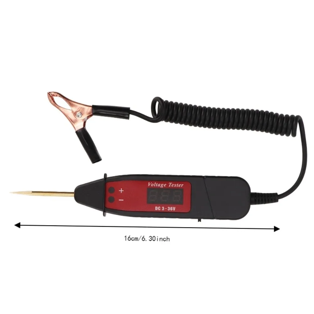 LCD Digital Display Circuit Tester Pen ABS + Copper Probe Spring Wire Voltage Probe Detector Polarity Indicator DC 3-36V