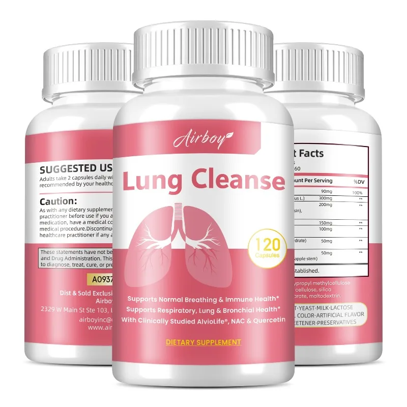 

Lung Cleanse Capsules - Lung Support Supplement, Cleansing and Detoxification Formula