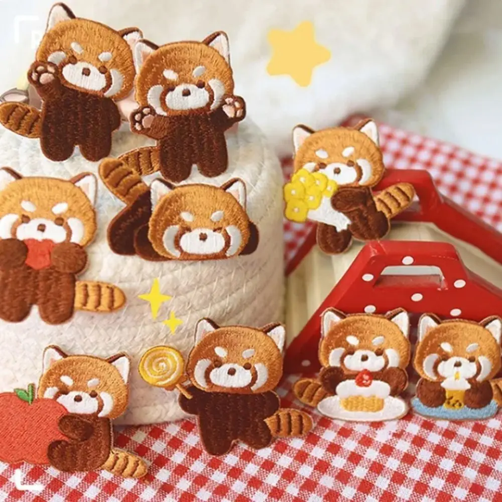 Clothing Accesories Lesser Panda Red Panda Patches Cartoon Cute Clothes Appliques DIY Self-adhesive Clothes Sticker Sewing