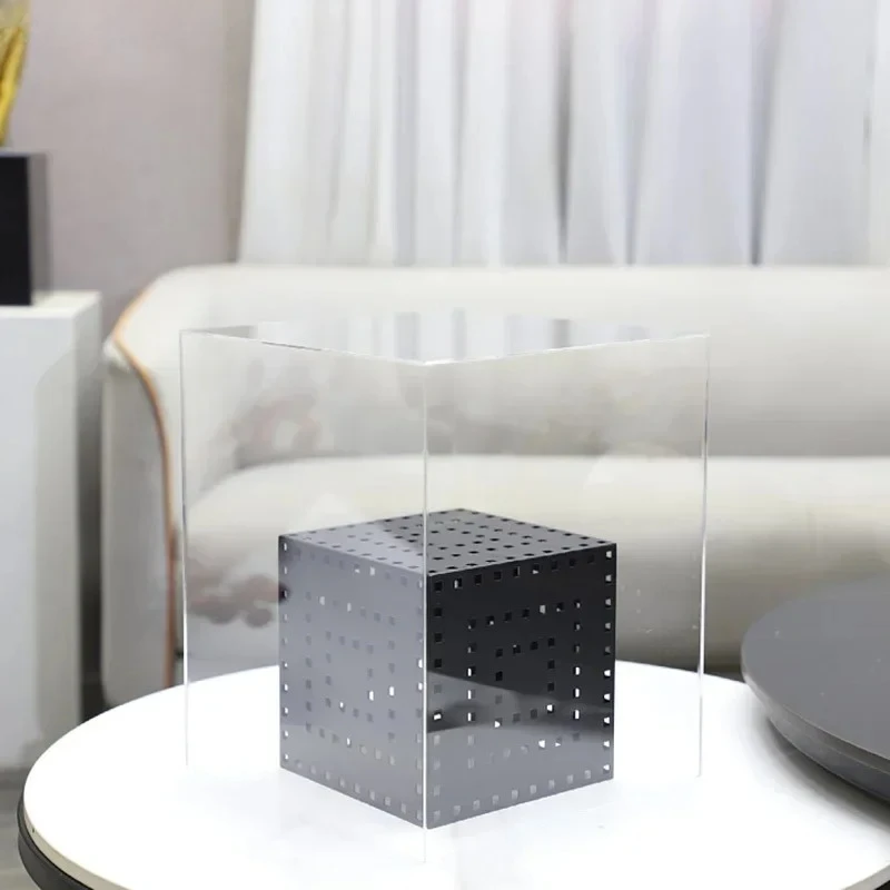 Black Hollow Cube Minimalist Geometry Ornaments Acrylic Cover Desk Decoration Modern Artwork Geometric Cube Room Aesthetic Decor