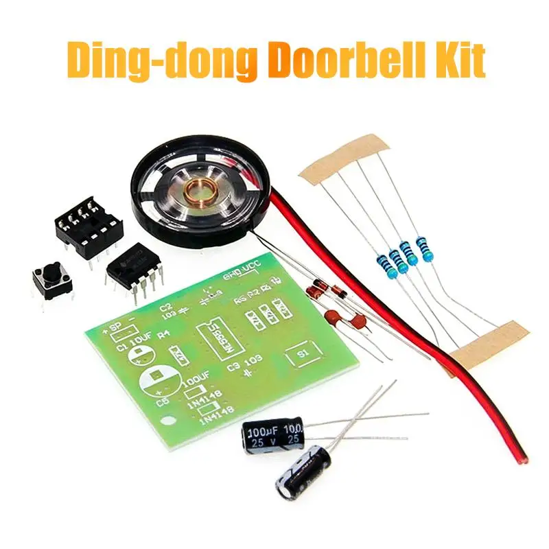Dual Tone Ding Dong NE555 Doorbell DIY Assembly Kit PCB Soldering Practice for Teenager STEM Education Electronics Course Use
