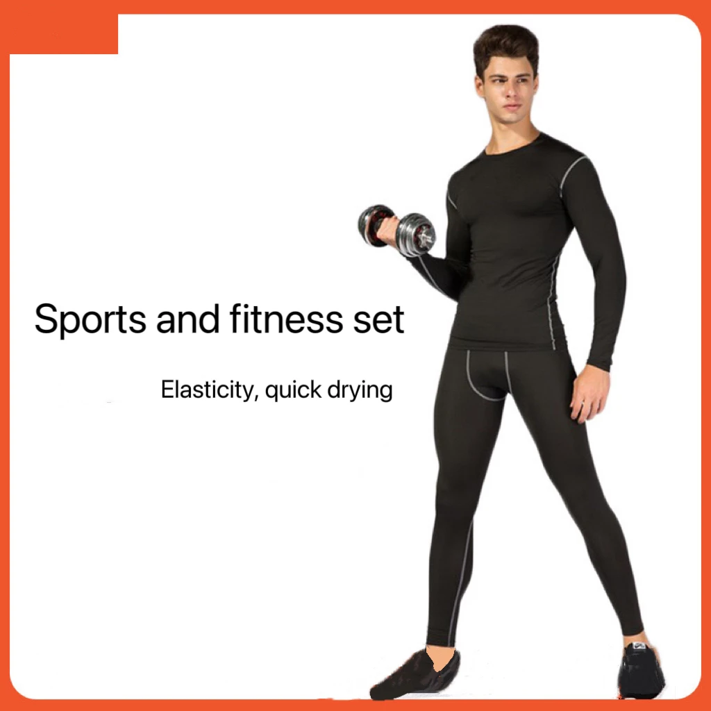 1pcs Men\'s Long-sleeved Thermal Underwear Male Tight Fitting Fast Dry Elastic Fitness Suit Set Man Autumn Winter Sprots Wear