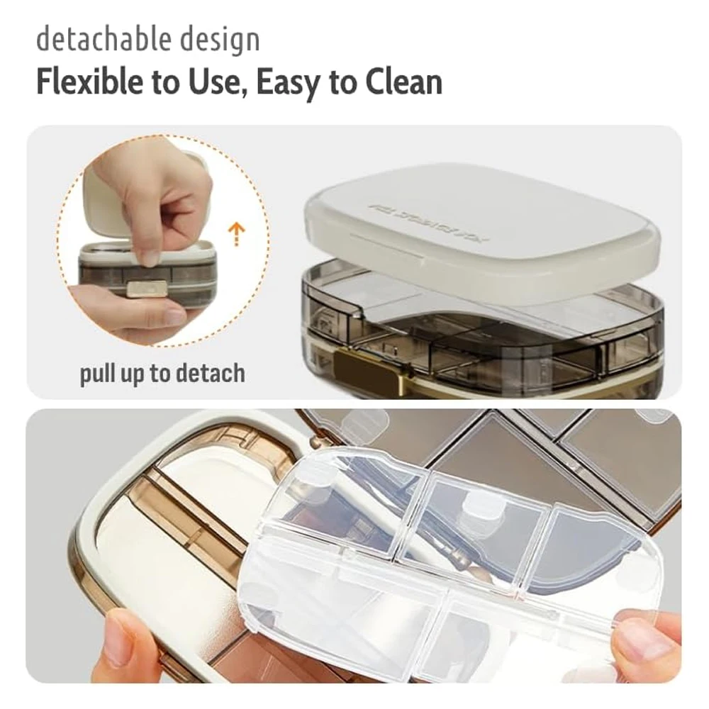 1PCS Travel Pill Organizer with 3 Layer Folding Design, 10 Large Compartments Daily Pill Box, Portable Case for Purse Pocket