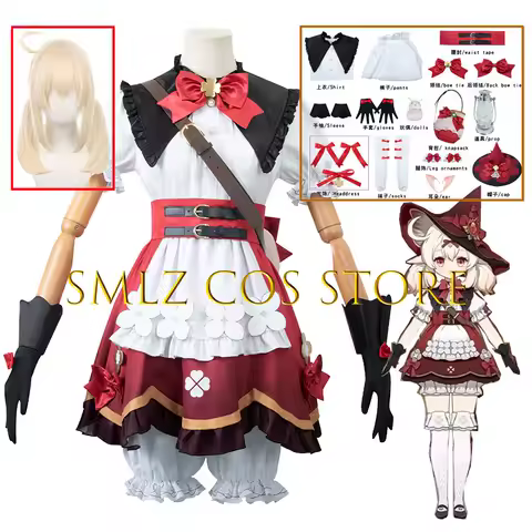 Game Witch Klee Cosplay Costume Anime Impact Cosplay Lolita Dress Suit Woman With Hat Halloween Party Uniform Clothing