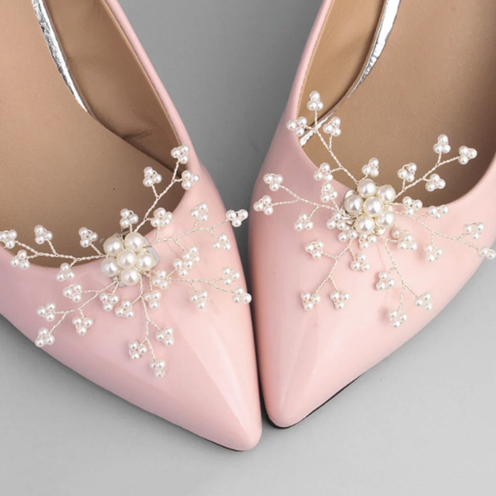 

Pearl Shoe Clips White Alloy Diy Decor For Women Wedding Bridal Shoes Accessories Storage Organizer Craft Utility