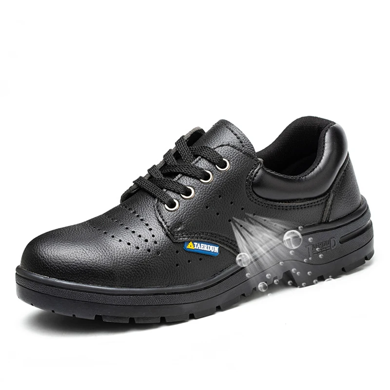 men casual breathable steel toe caps work safety shoes soft leather summer security boots worker safe sneakers protect footwear