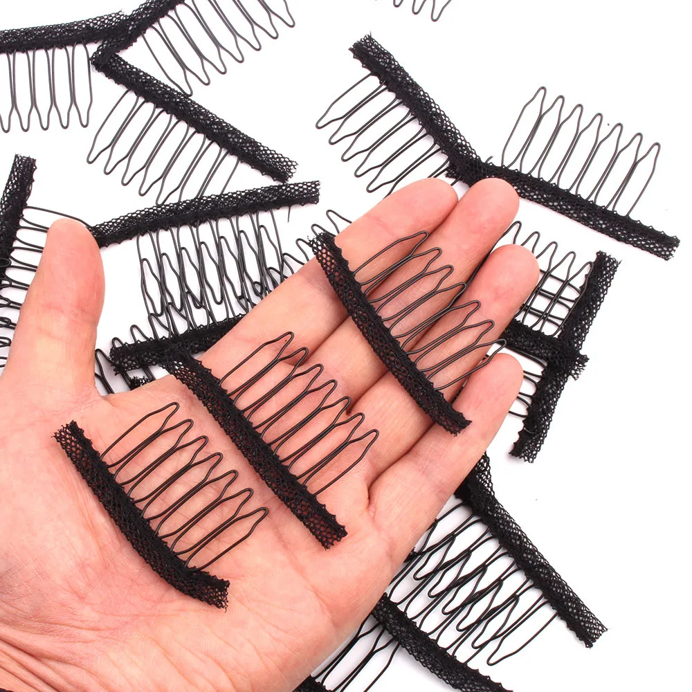 

50-100Pcs/Lot Lace Black Beige Brown Color 7Teeth Wig Combs Hair Clips for Wigs Lace Cap And Hair Extension Accessories