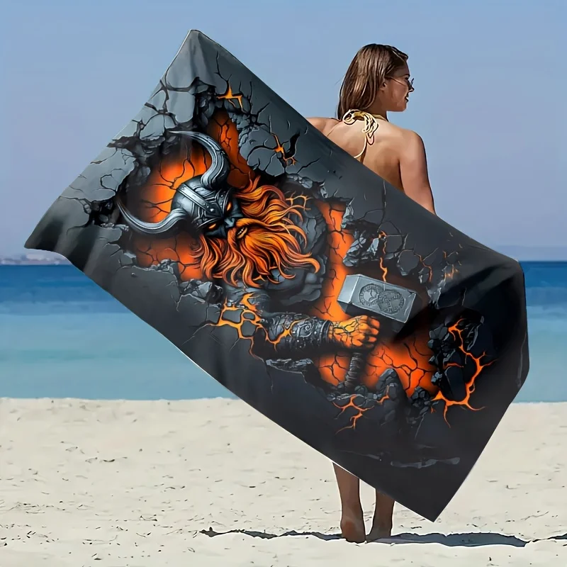 

Пляжное полотенце с рисунком скандинавского воина, 1 шт., подходит для пляжей, ванных комнат, походов, фитнеса и многоцелевого использования.