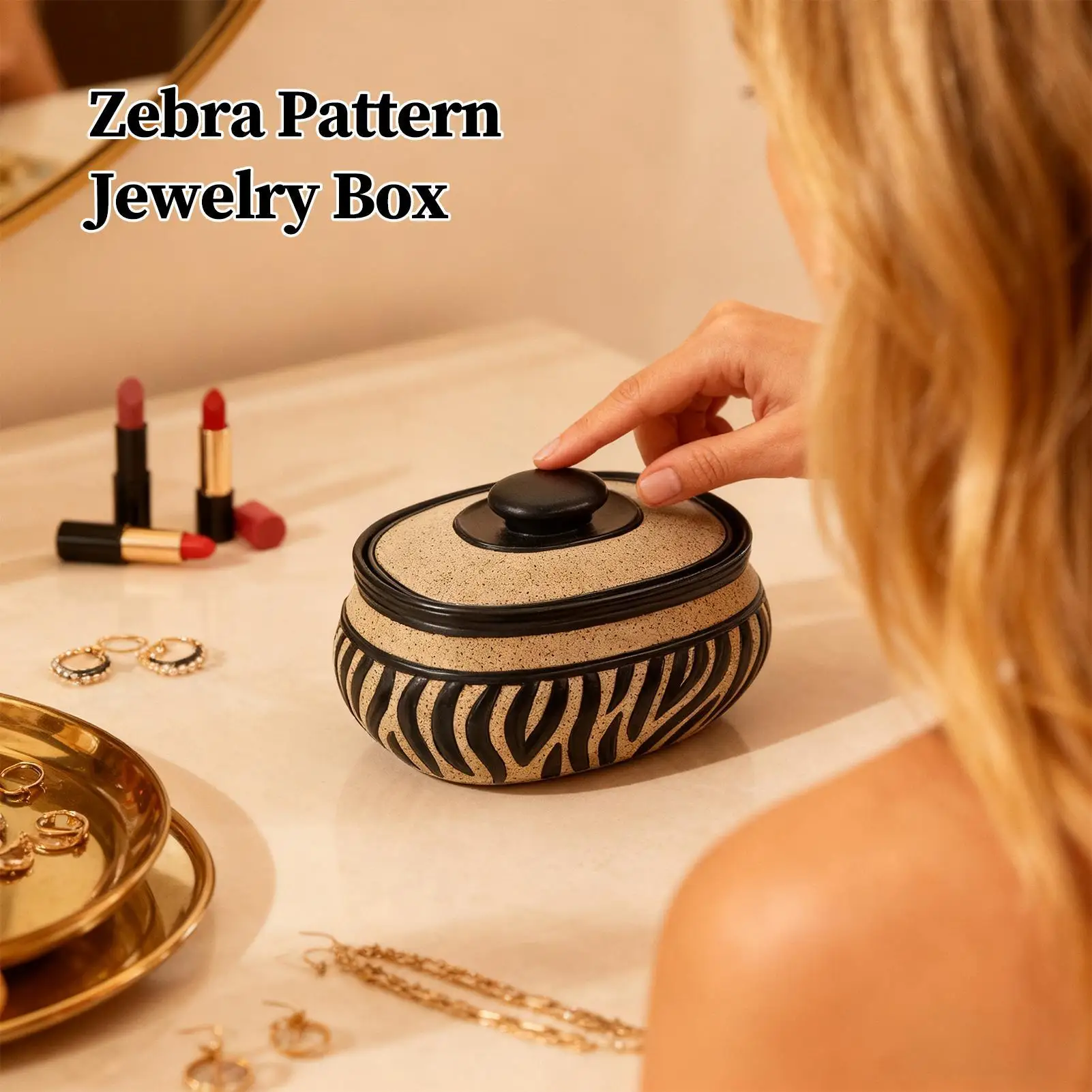 

Органайзер для ювелирных изделий с принтом зебры, ожерелье для хранения, футляр для ювелирных изделий из смолы с крышкой для женщин, девочек, дам, мам, модных энтузиастов