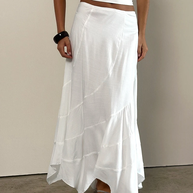

Women's Elegant Solid Color Irregular Fishtail Midi Skirt Asymmetric Hem Slim Fit for Party Work Daily Wear