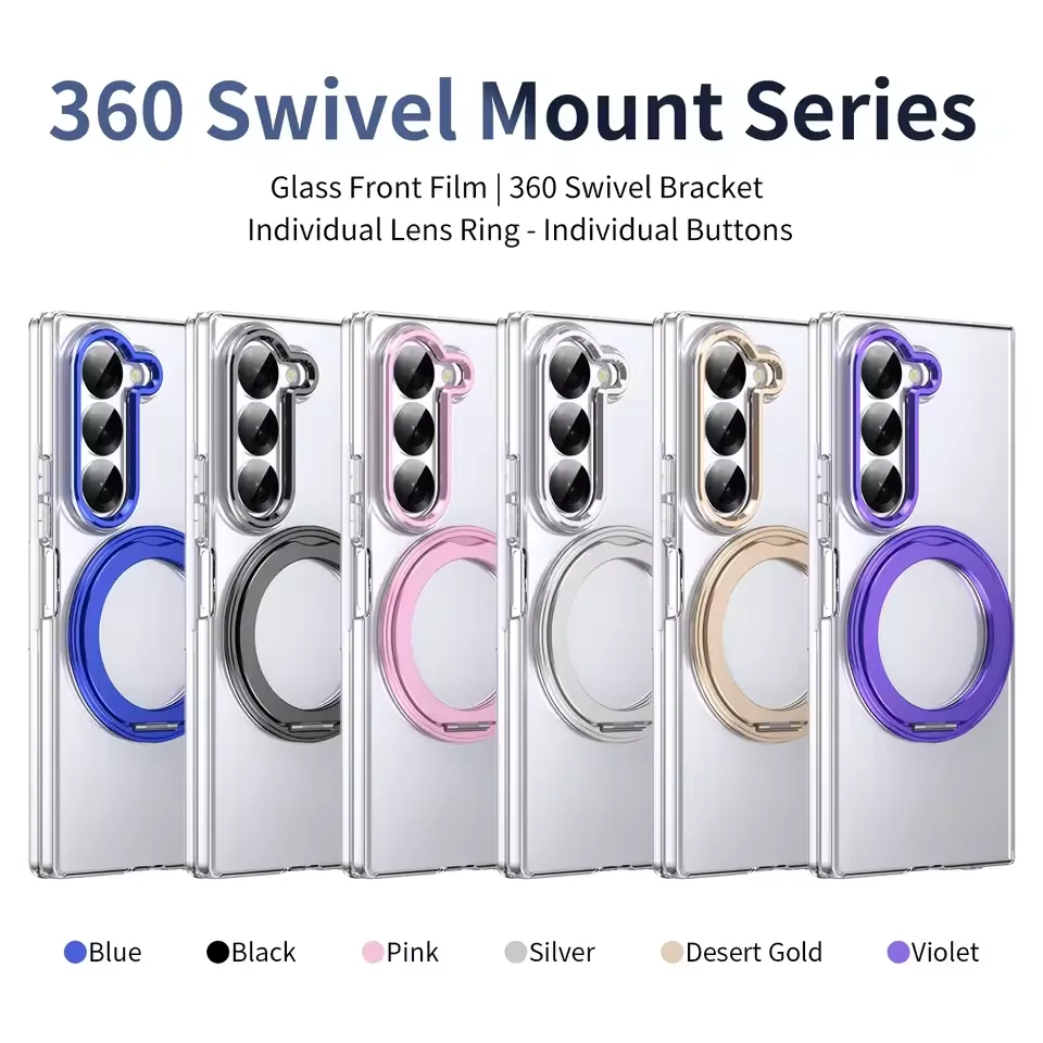 

Fold6 Funda Case for Samsung Galaxy Z Fold 6 5 4 3 Coque Ice Sensitive Magnetic Rotating Bracket Transparent Phone Case Cover