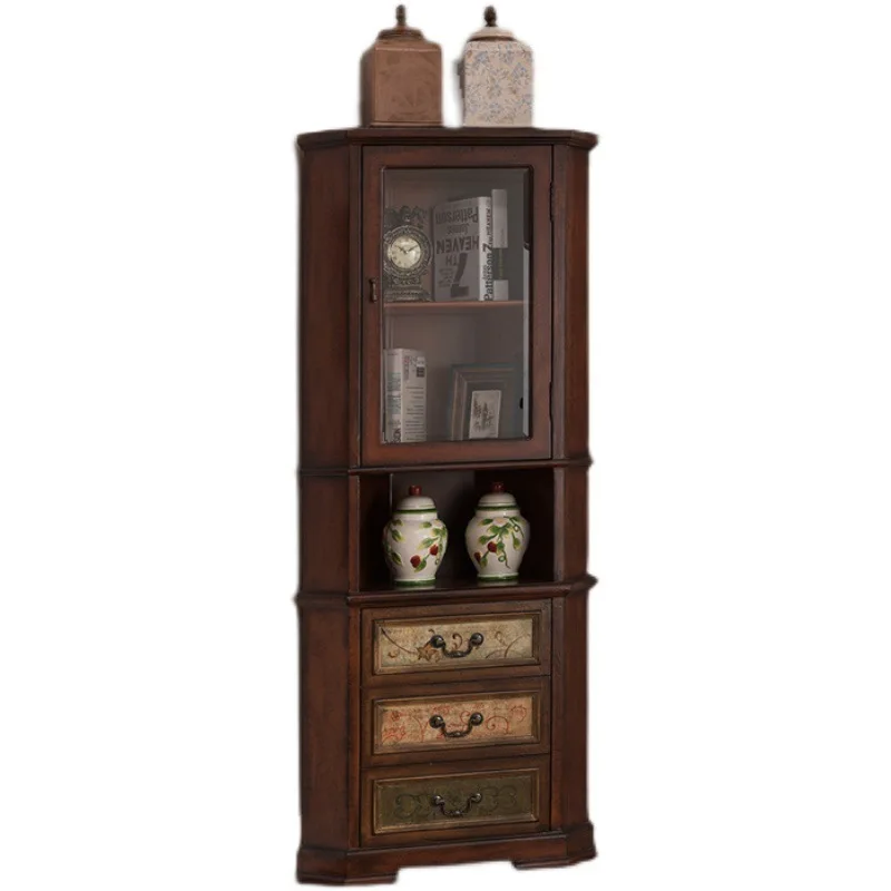

American style, corner cabinet, living room, furniture, storage, solid wood, drawers, vintage, painted