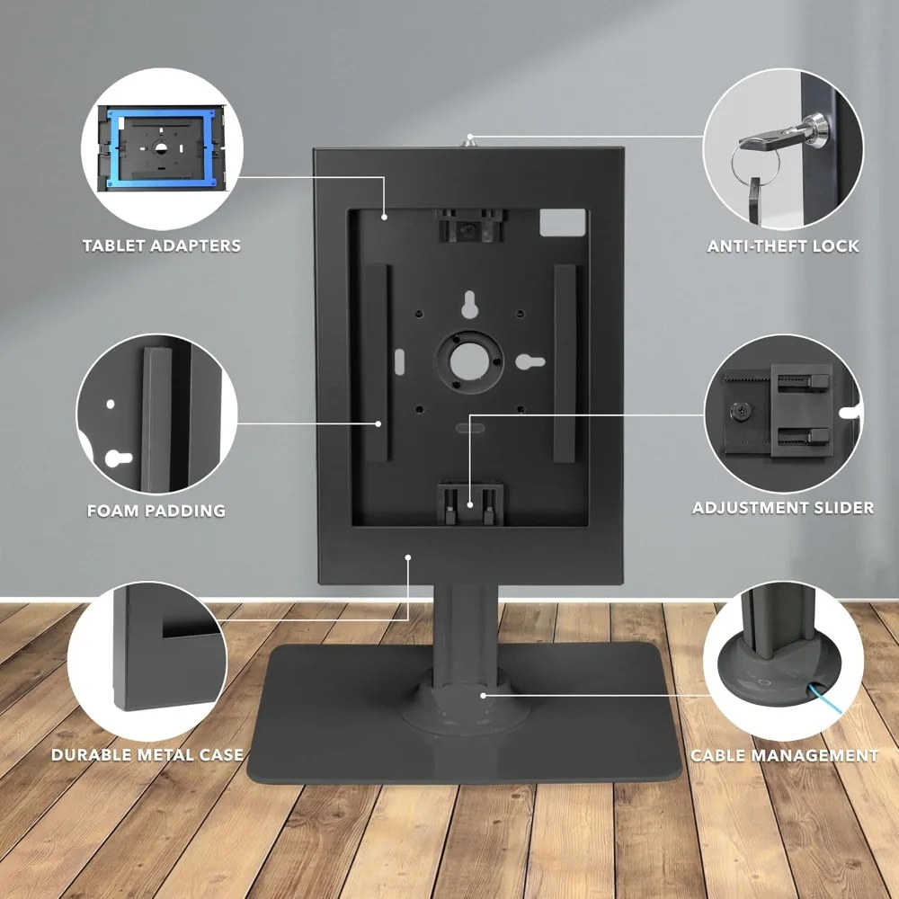 

Anti-Theft Tablet Kiosk, Locking Countertop Tablet Enclosure with Freestanding Base, Universal Enclosure Compatible