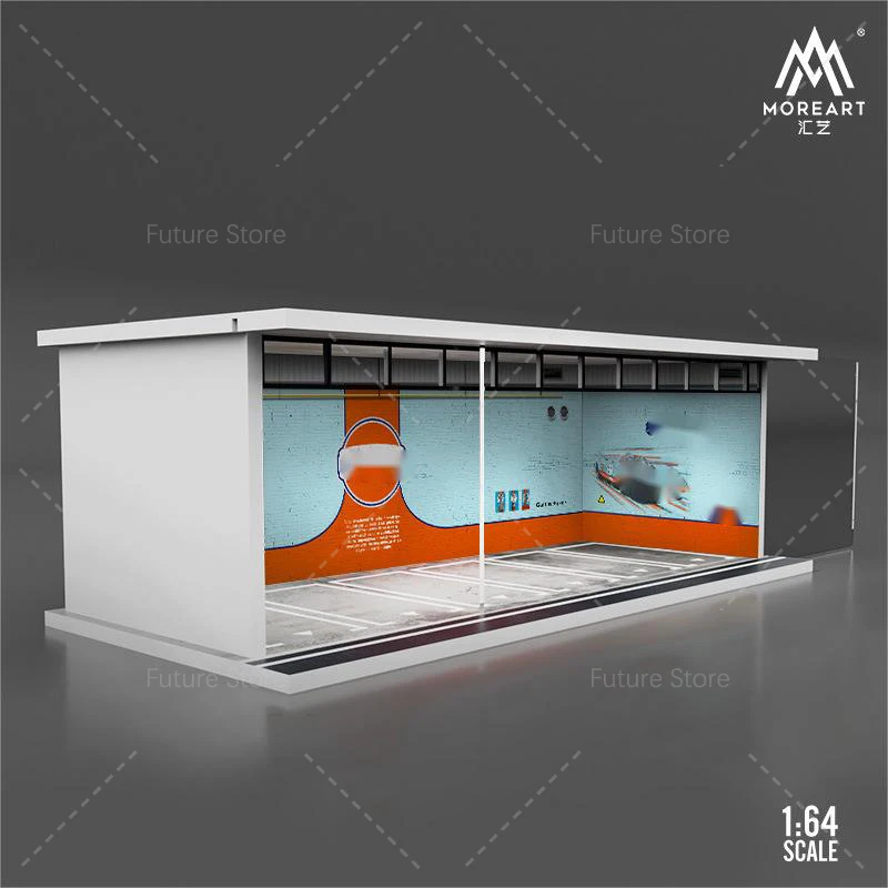 1/64 Scale Diorama Car Garage Model LED Lighting Car Parking Display Cabinet Scene Model Toy Collection Gifts