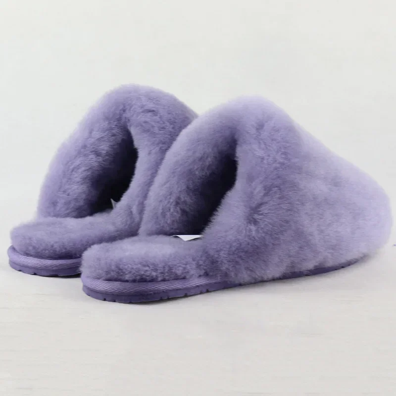 Fashion natural Fur slippers shoes Women indoor floor slippers home shoes warm thick wool slippers winter shoes lady shoes