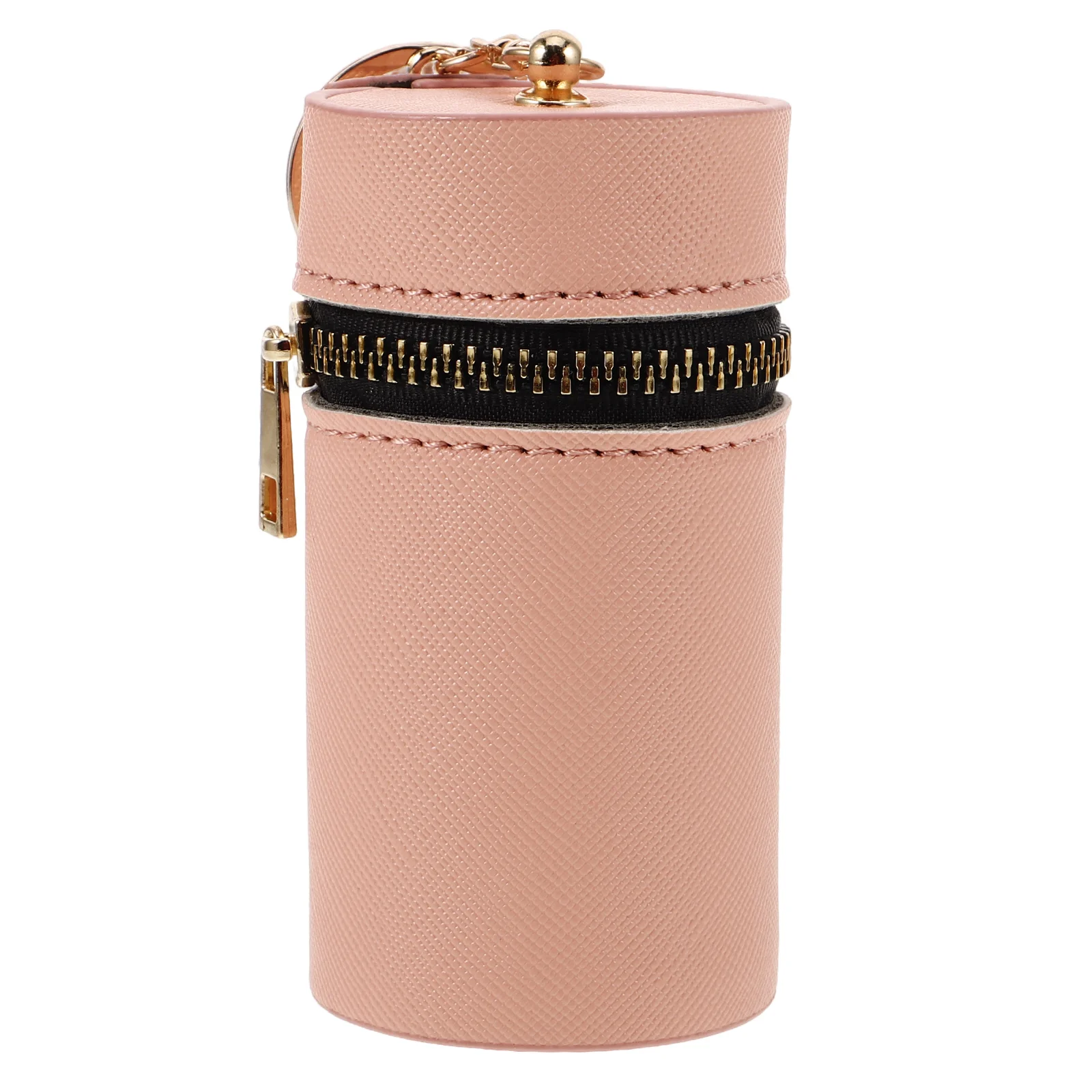 

Cylindrical Piggy Bank Lipstick Organizer Case Charm Bag Fashion Storage Protective Pu Keychain Holder