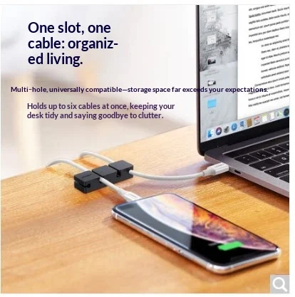 UGREEN 70585 Cable Organizer 6-Slot Soft Silicone Desktop Cord Holder for Data Cable Management
