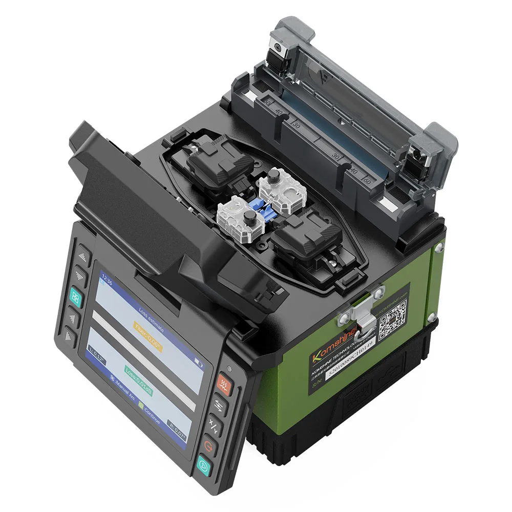 EX39 KomShine Mini Fiber FTTX Fusion Splicer 0.01dB خسارة. عمر القطب الكهربائي لمدة 5000 مرة مع منصة التشغيل