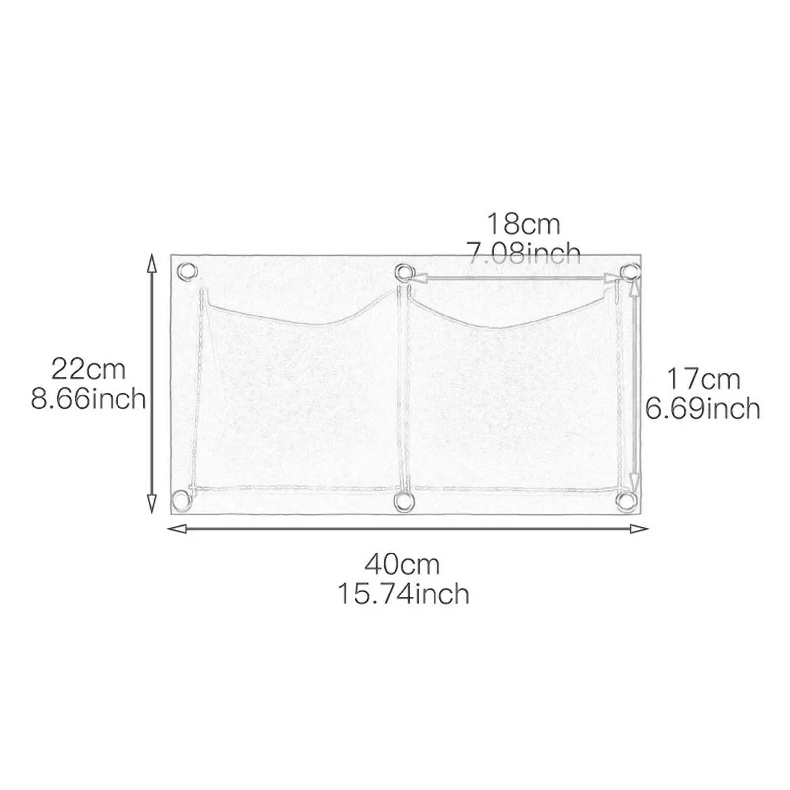 Saco de plantio para pendurar na parede, resistente, prático, 2 bolsos para pátio, porta de casa