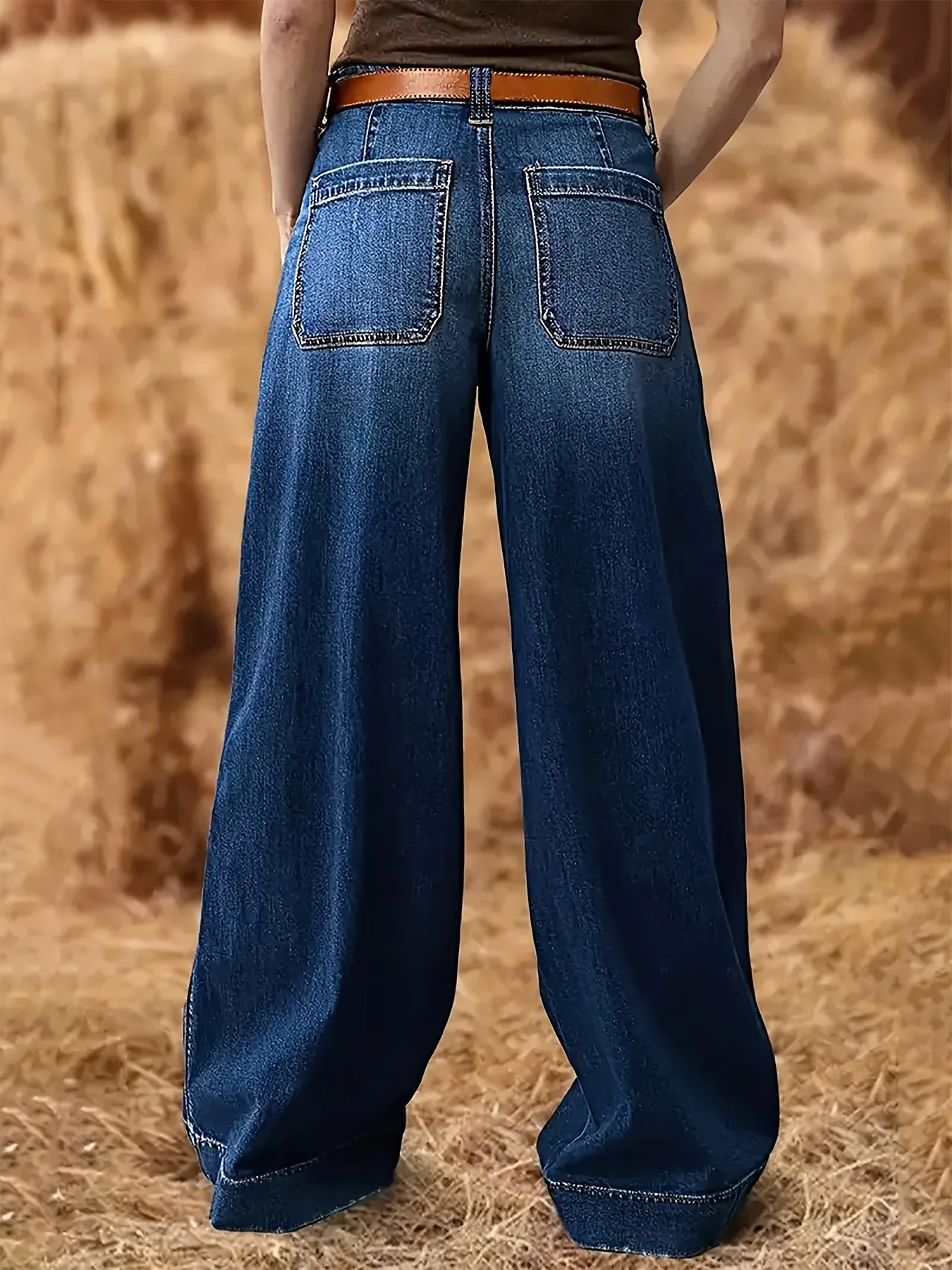 Jean à jambes larges pour femmes, pantalon droit, en Denim, taille haute, Streetwear, délavé, plusieurs poches, longueur au sol, 2025